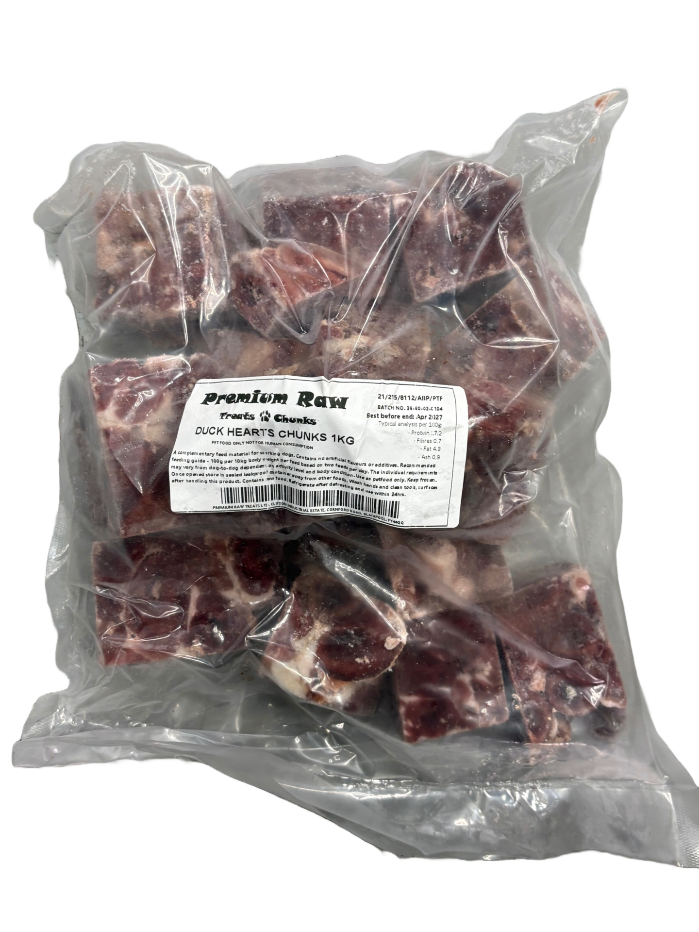 Raw Duck Heart Chunks